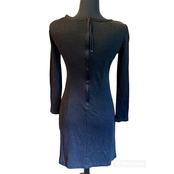 Ann Taylor Charcoal Gray Wool Blend Bodycon Accent Zipper Dress Size 8 Petite - Picture 2 of 10